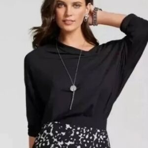 CAbi Beals Asymmetrical Black Sweatshirt.